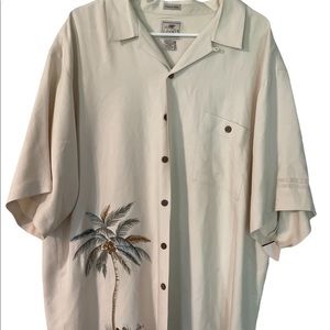 Luau Brand Satin Shirt with embroidered sleeve SIZE XL